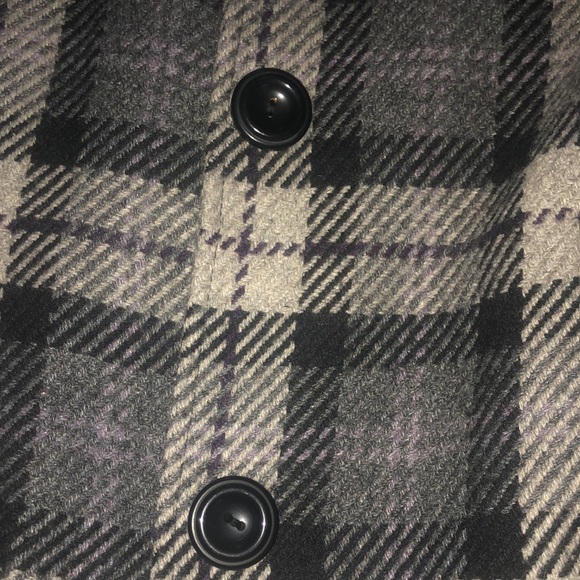 Women’s coat color is black, gray and purple. Very cute button details. - Picture 3 of 3